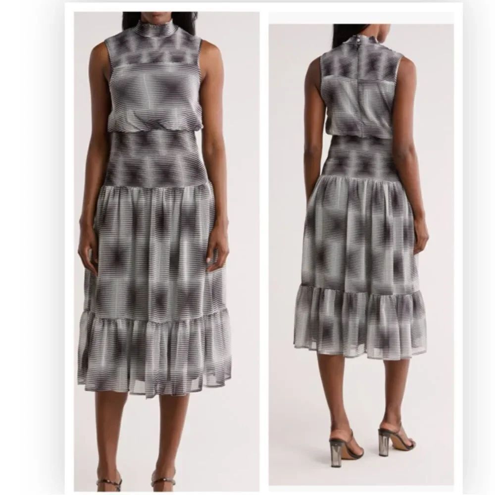 Area Stars Monochrome Sleeveless Midi Dress. NWT.